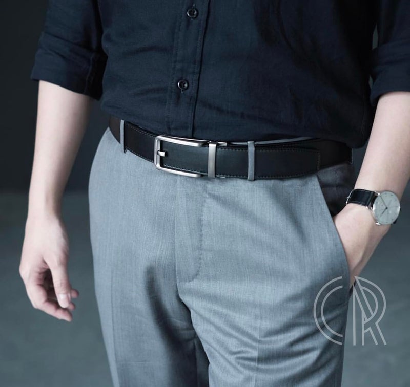 CHAOREN Click Belts for Men 2 Pack - Mens Ratchet Leather Belt 1 3/8" for Dress and Casual - Micro Adjustable Belt Fit - Image 5